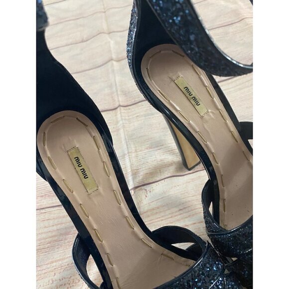 Y2K Miu Miu's Women' Glitter Patent Leather Platform Heels - 39 (9) - Picture 8 of 12